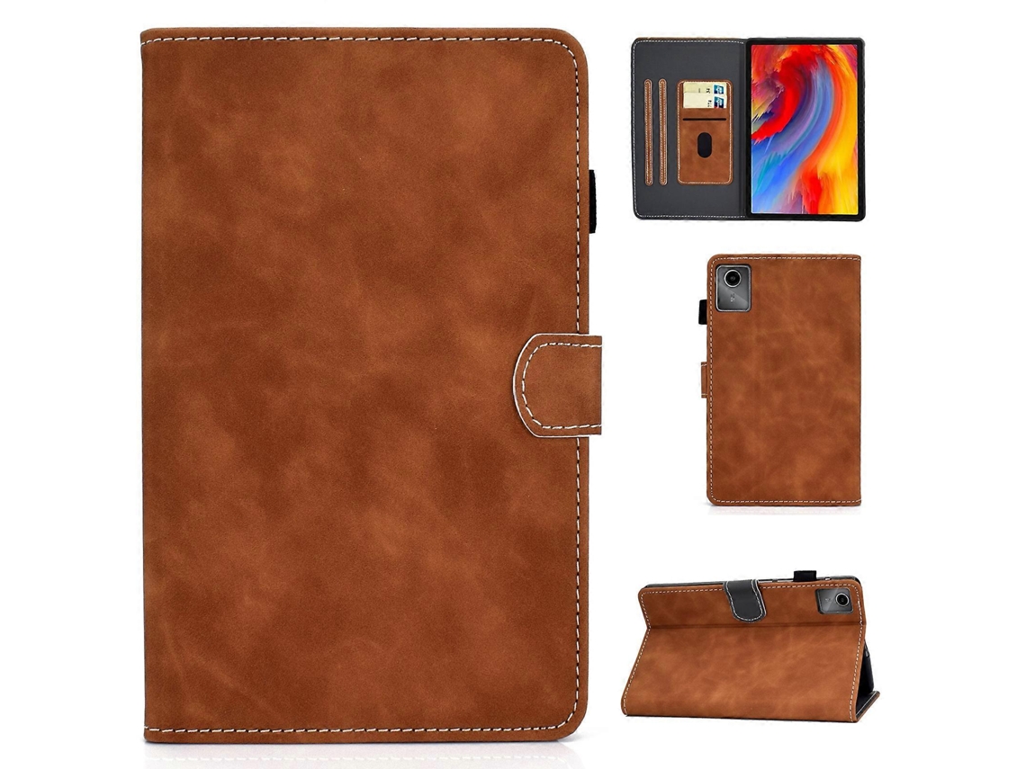 Capa de couro à prova de choque Hengrongshen com suporte para cartão para Lenovo Tab M11 Xiaoxin Pad 11 2024 marrom