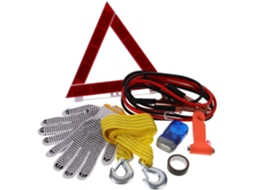 Kit compacto e multifuncional de assistência rodoviária com 8 peças para carros e ferramentas.