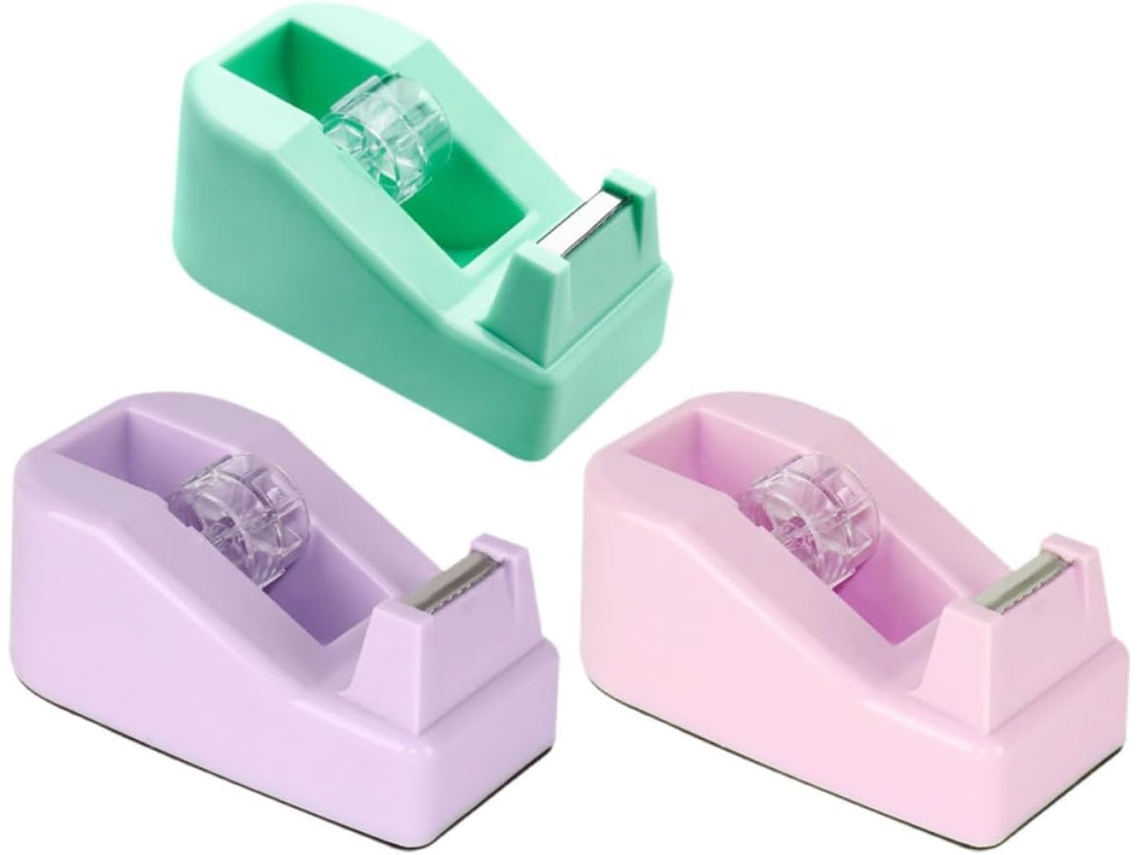 Conjunto de 3 Dispensadores Fita Adesiva de Mesa Portáteis, Práticos e Confiáveis, com Design Moderno e Elegante para