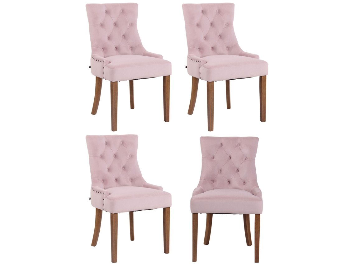 Conjunto de 4 cadeiras de jantar Veludo Aberdeen rosa/antigo claro CLP