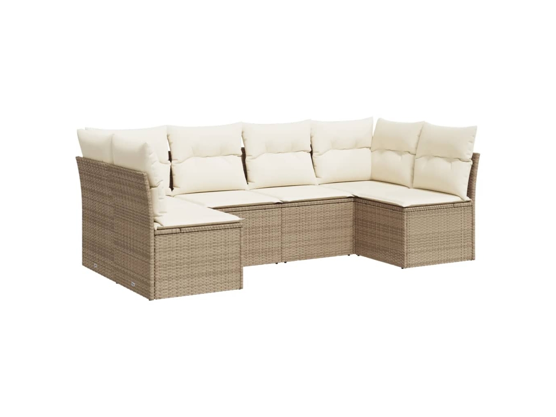Conjunto de 6 Sofás P/ Jardim com Almofadões Vime Pe Bege MAISON EXCLUSIVE (80x200 cm)