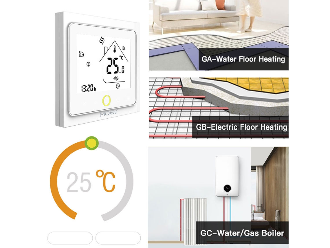 Termostato inteligente Zigbee programável com controle app e Alexa S/MARCA