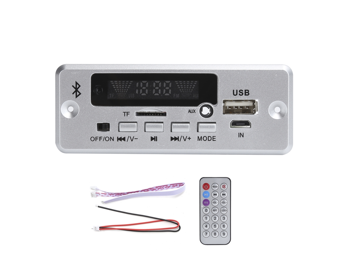Placa De Decodificação Universal Wav Módulo Decoder Mp3 Com Bluetooth Chamada Prata Suporta Controle App E Reprodução De Pasta