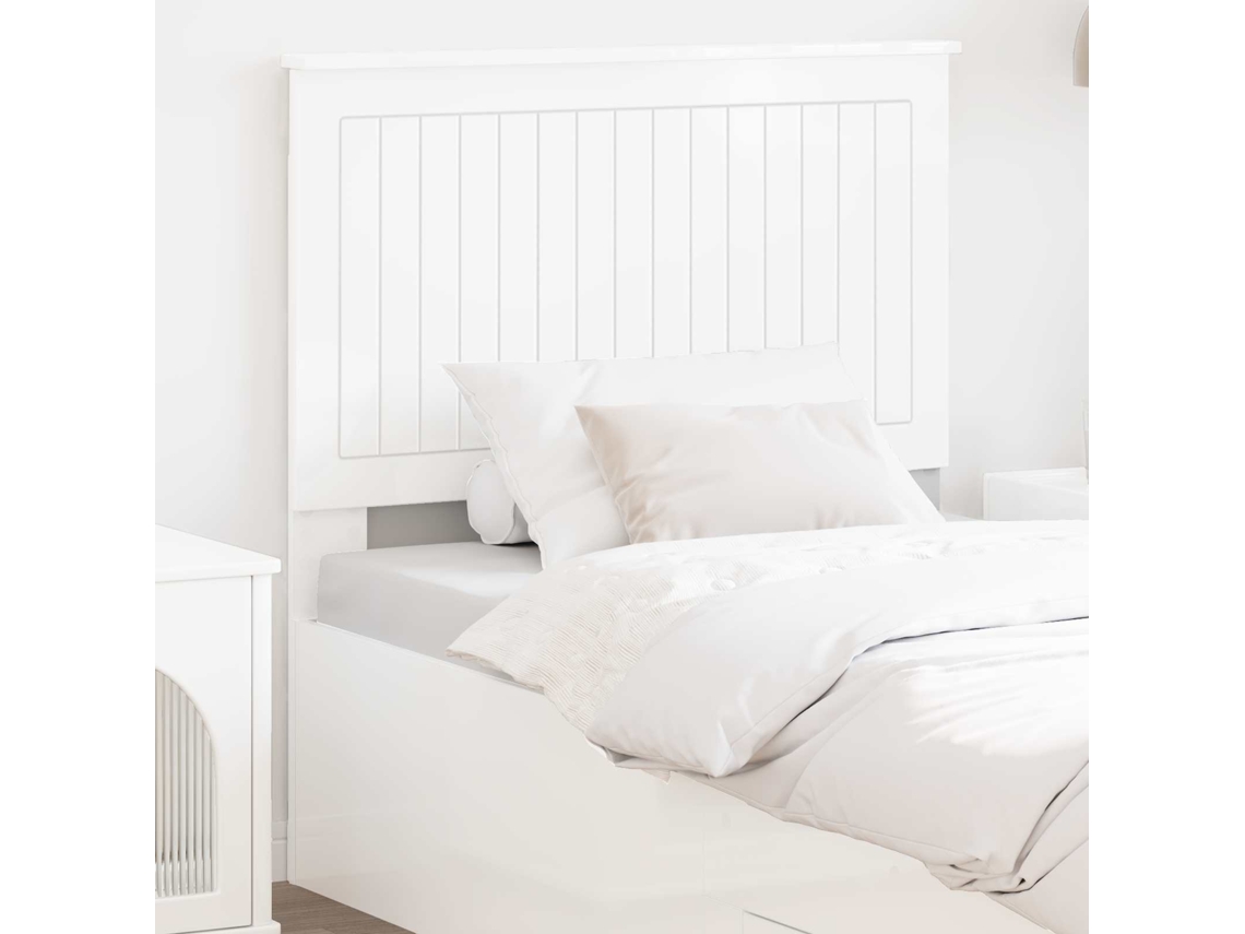 Vidaxl Cabeceira Branco Brilhante 90 Cm Madeira Processada