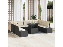 Vidaxl Conjunto de Sofá de Jardim 10 Pcs Preto Rattan Sintético