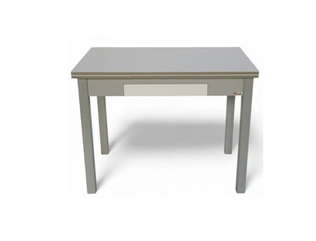 Mesa De Cozinha Extensível Carmen Com Melamina Prata E Branca Suave Gsmesas (110/174x70x75cm)