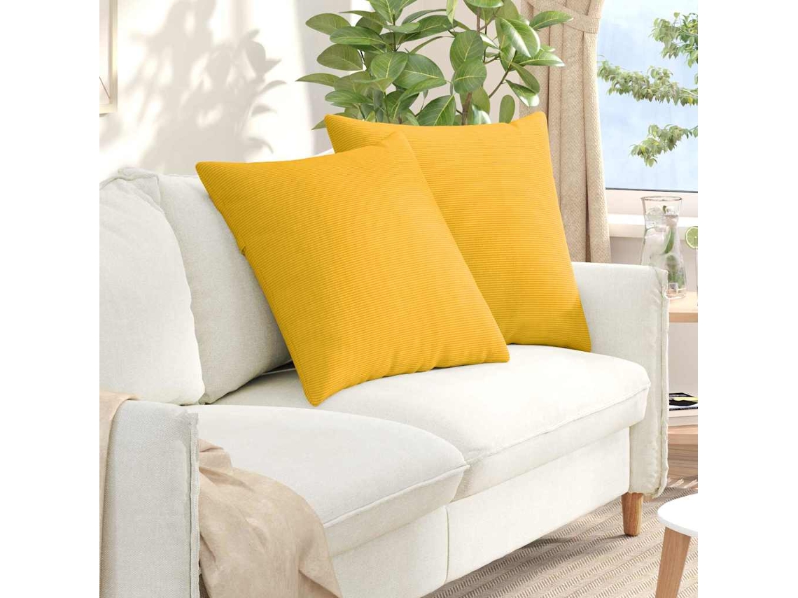 Vidaxl Travesseiros De Sofá 2 Pcs Amarelo Claro 80 X 80 Cm