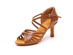 Tênis de Dança de Salto Alto para Iniciantes e Praticantes, Material Pu, Sol Antiderrapante, Tamanhos 34 41 Brown 5 Cm