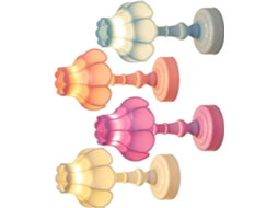 Luminárias de mesa com LED e botões de flores, cabeceiras decorativas para iluminação interna de quartos.