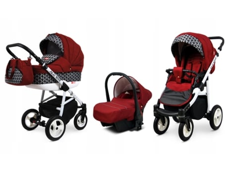 Carrinho de Bebé Multifuncional BABYLUX ALU WAY 3 EM 1 – Optical chili - Ajustável e dobrável Construção leve em alumínio Reversibilidade Acessórios
