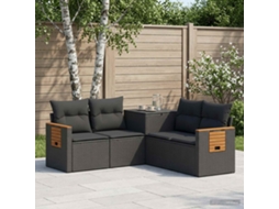 Vidaxl Conjunto De Sofás 5 Unid. Preto Rattan Poliéster E Aço