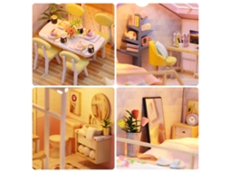 Kit De Casa De Bonecas Diy De Madeira Com Móveis, Luz Led E Música: Sweet Time