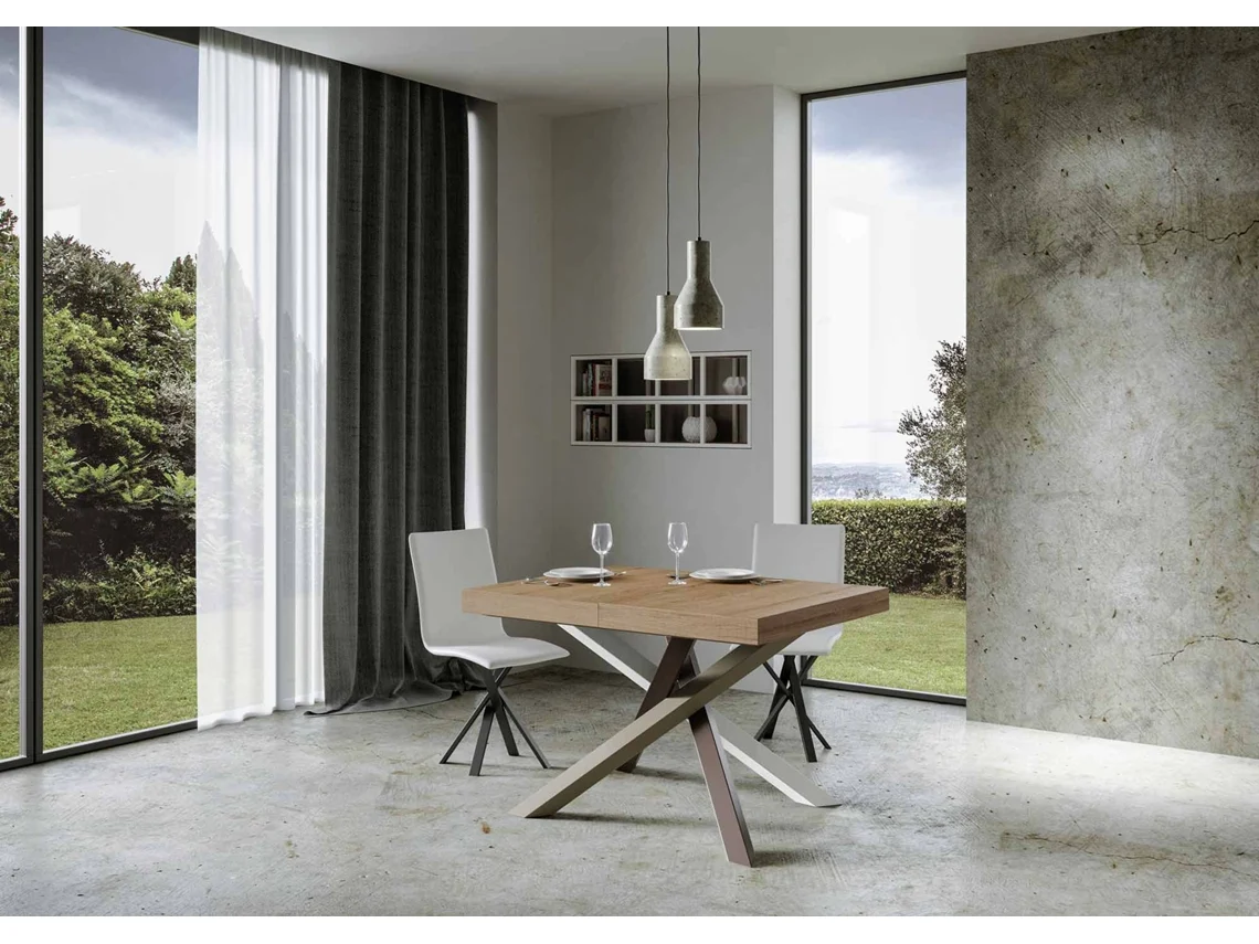 Mesa de Jantar Extensível 90X120/224 Cm Volantis Premium Carvalho Natural Quadro 4/C ITAMOBY