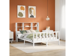 Cama Com Estante Sem Colchão 120x200 Cm Pinho Maciço Branco