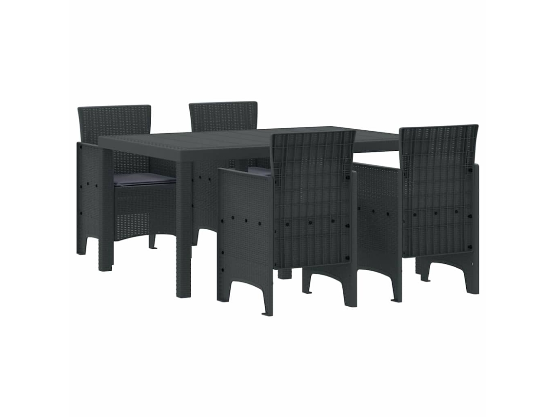 Conjunto 5 Conjunto De Jantar Para Jardim Vidaxl Antracite Polipropileno (150 X 100 X 73 Cm)
