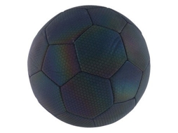 Bola De Futebol Refletora De 22 Cm Em Nylon Holográfico Preto. Merkloos