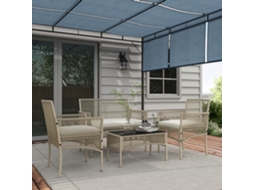 Conjunto 4 Peças: Sofá 2 lugares, 2 Poltronas, Mesa de Centro de Vidro Temperado ZENCORE SERVICES