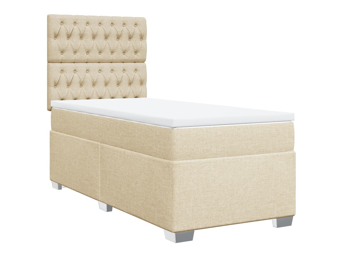 Cama com Molas/colchão 90x190 Cm Tecido Cor Creme MAISON EXCLUSIVE