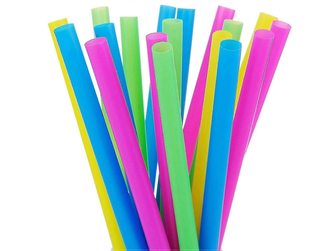 Pacote Com 100 Canudos Plásticos Neon De 10mm Para Smoothies E Milkshakes