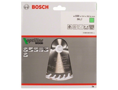 Disco de Serra Circular BOSCH Optiline Madeira 150x20/16x2.4 mm - 36