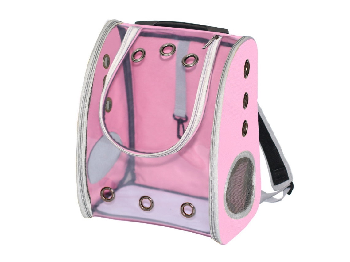 Mochila de Transporte para Cães e Gatos, Transparente, Rosa AQUAFORGE