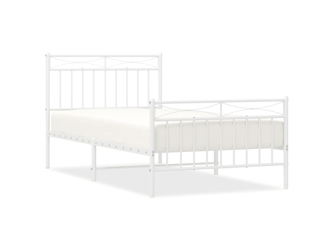 Bed Frame, Bed Frames Vidaxl Branco Aço (100 X 190 Cm)