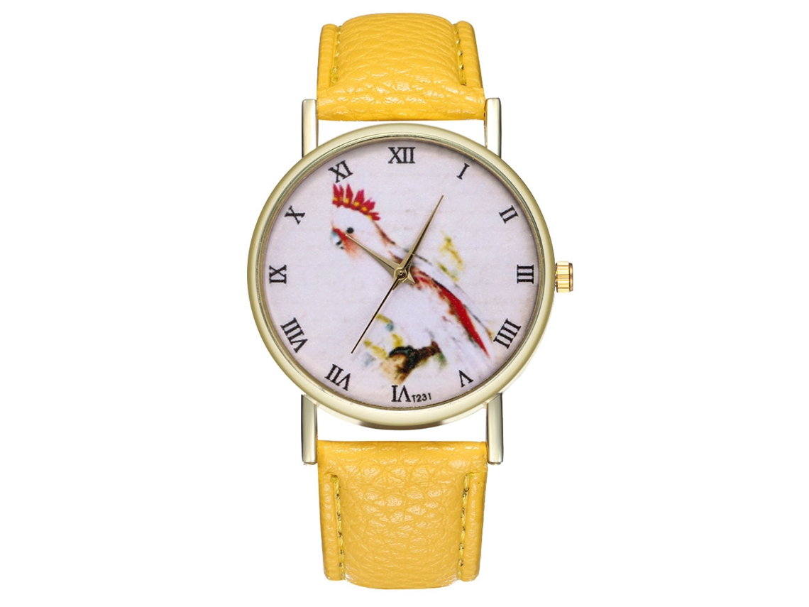Reloj De Pulsera Para Hombre Analógico De Cuarzo Con Correa Pu Estilo Casual (amarillo)