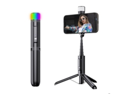 Lurelia Tripé Para Selfie Bluetooth, Com Luz Led, Extensível, Rotação 360°, Para Telemóvel