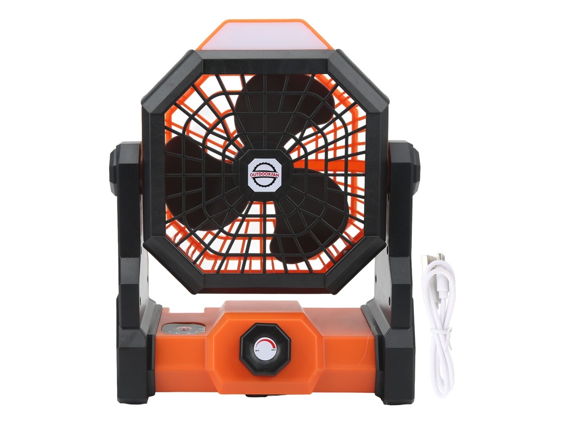 Ventilador Camping Portátil Luz Led Recarregável 7800mah Preto Laranja