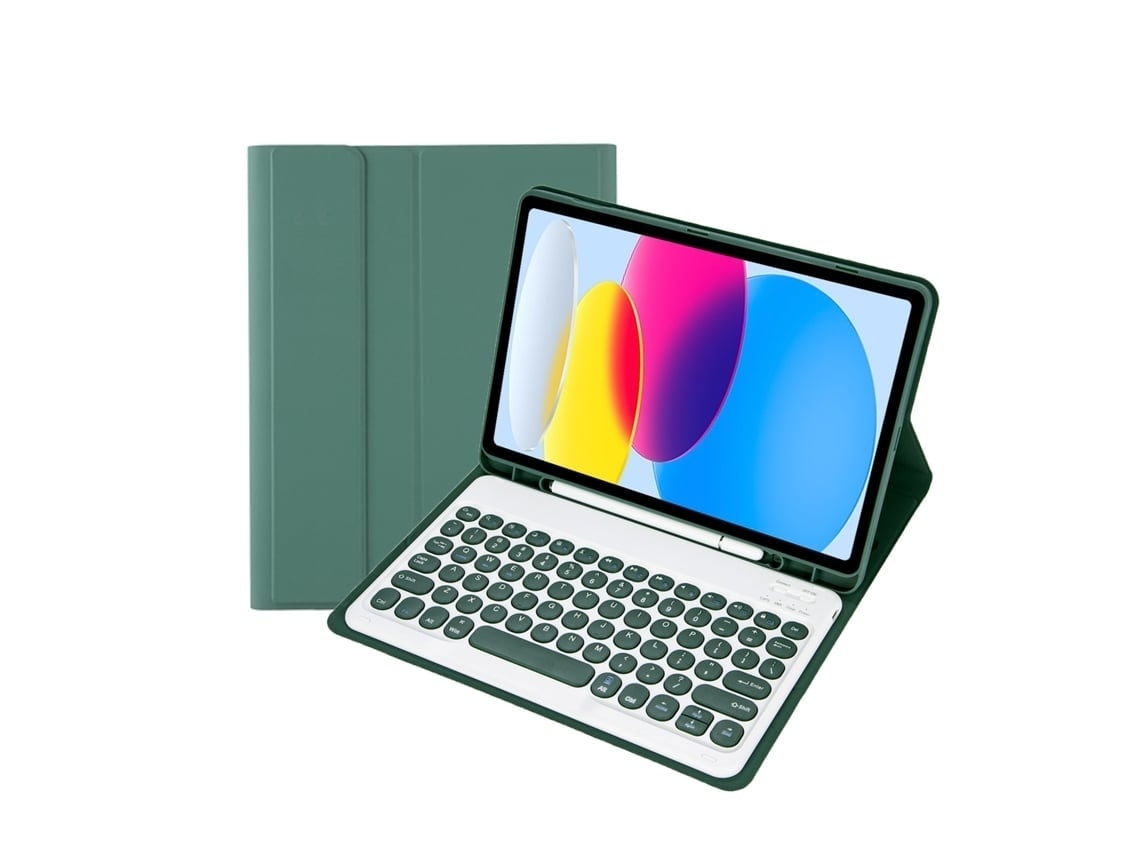 Capa Com Teclado Para Tablet Lurelia, Compatível Com Samsung Galaxy Tab S6 Lite 10.4 P610/615 2022, Verde Escuro, Teclado Bluetooth, Fixação Magnética