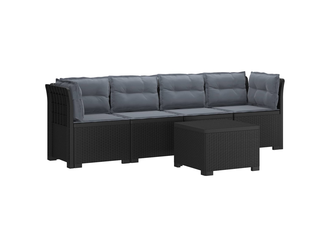 Vidaxl Sofá De Jardim 4 Lugares Com Almofadas Look Rattan Pp Antracite