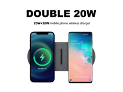 Carregador Sem Fio 20 W Duplo para iPhone e Samsung IKIKSO (cinza)
