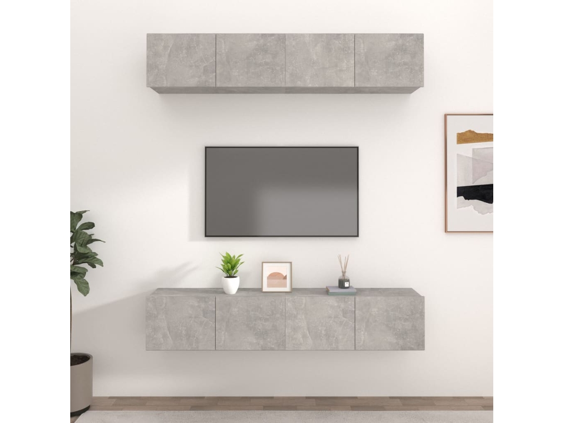 Vidaxl Móveis Tv 4pcs 80x30x30cm Derivados De Madeira Cinzento Cimento
