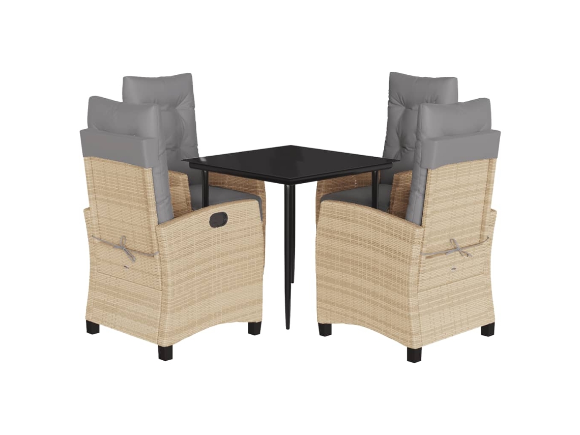Garden Dining Set, Garden Dining Sets Vidaxl Bege Rattan / Vime (mesa Com 80 Cm De Comprimento)