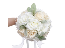 Laxiscreed Bouquet De Noiva Com Rosas Brancas E Champagne Para Casamento, Decoração Artificial