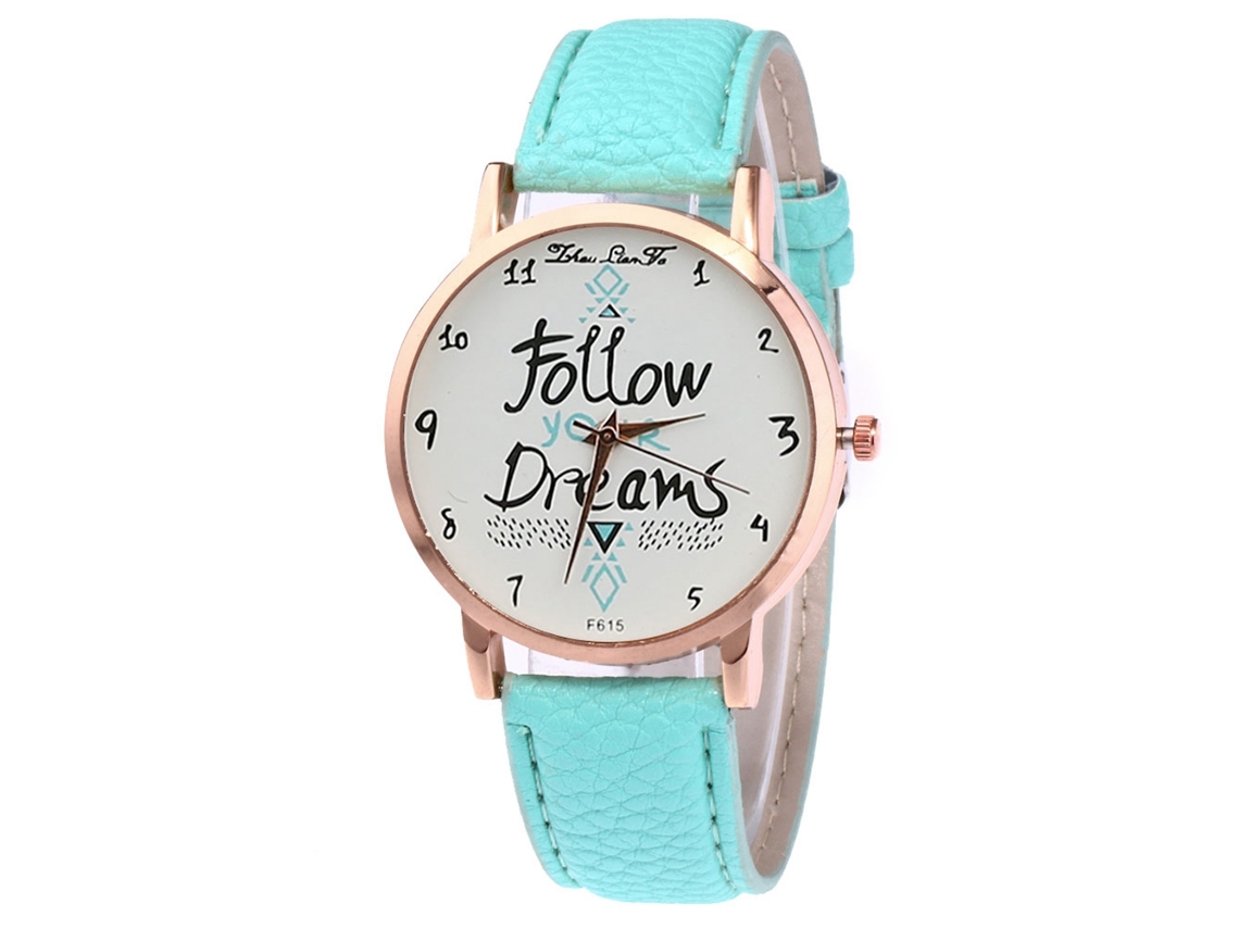 Relógio Analogico de Quartzo Unissex com Pulseira de Couro Pu Casual Moderno (mintcream)