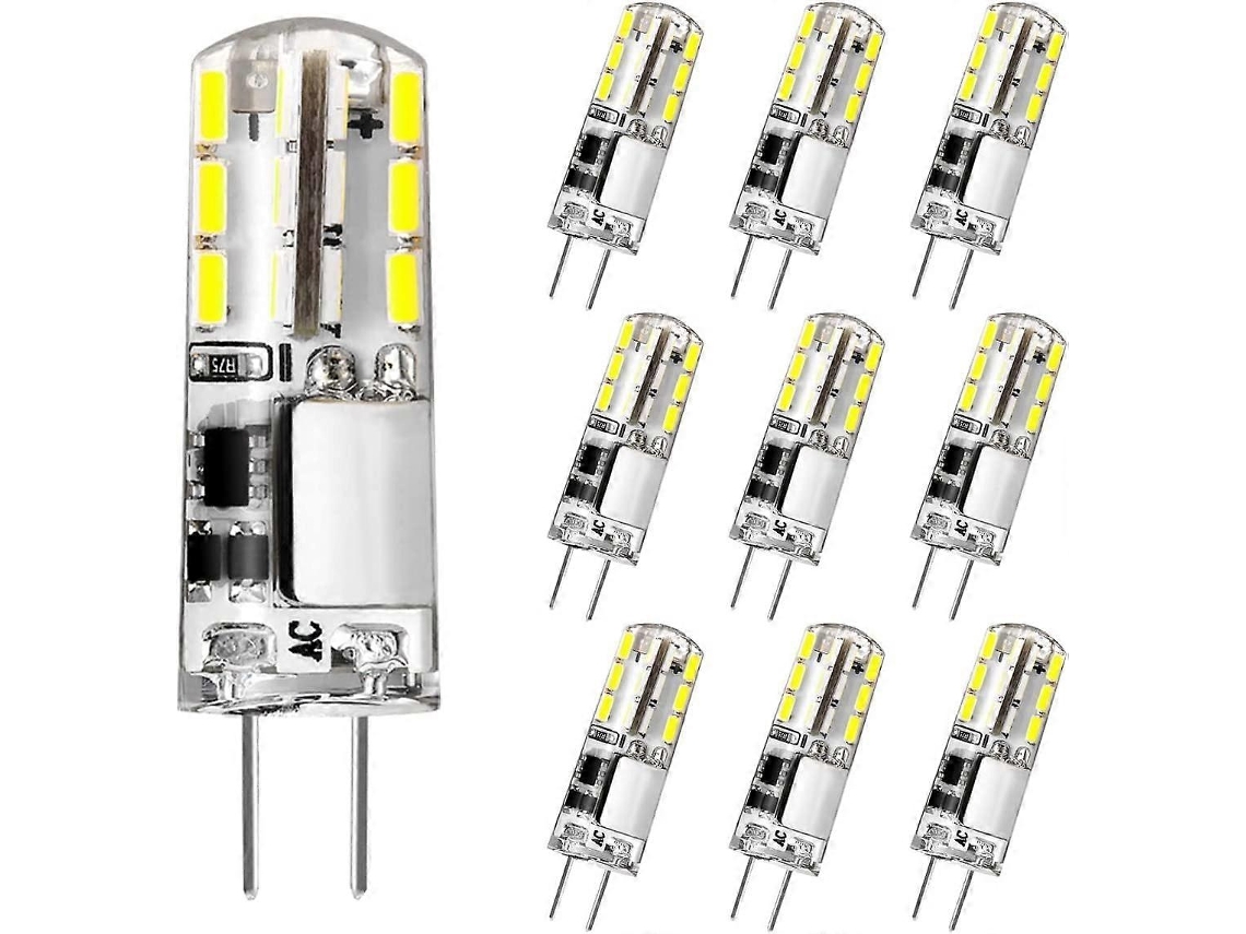 Rebe bombilla Led G4, 12v 2w Equivalente a 20w Halógeno, Blanco Frío 6000k, 180lm, Sin Parpadeo, no Regulable, Paquete de 10