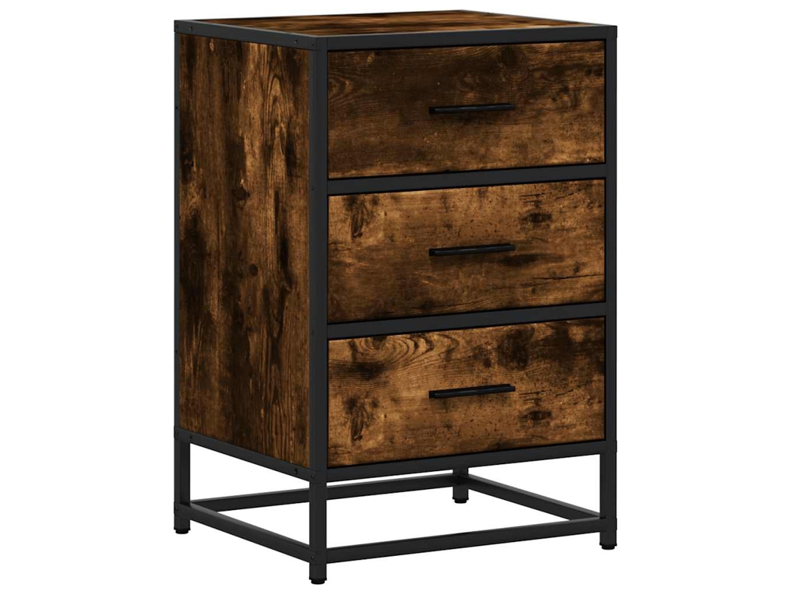 Mesa de Cabeceira em Carvalho Fumado Madeira Metal MAISON EXCLUSIVE (40x34,5x60 cm)
