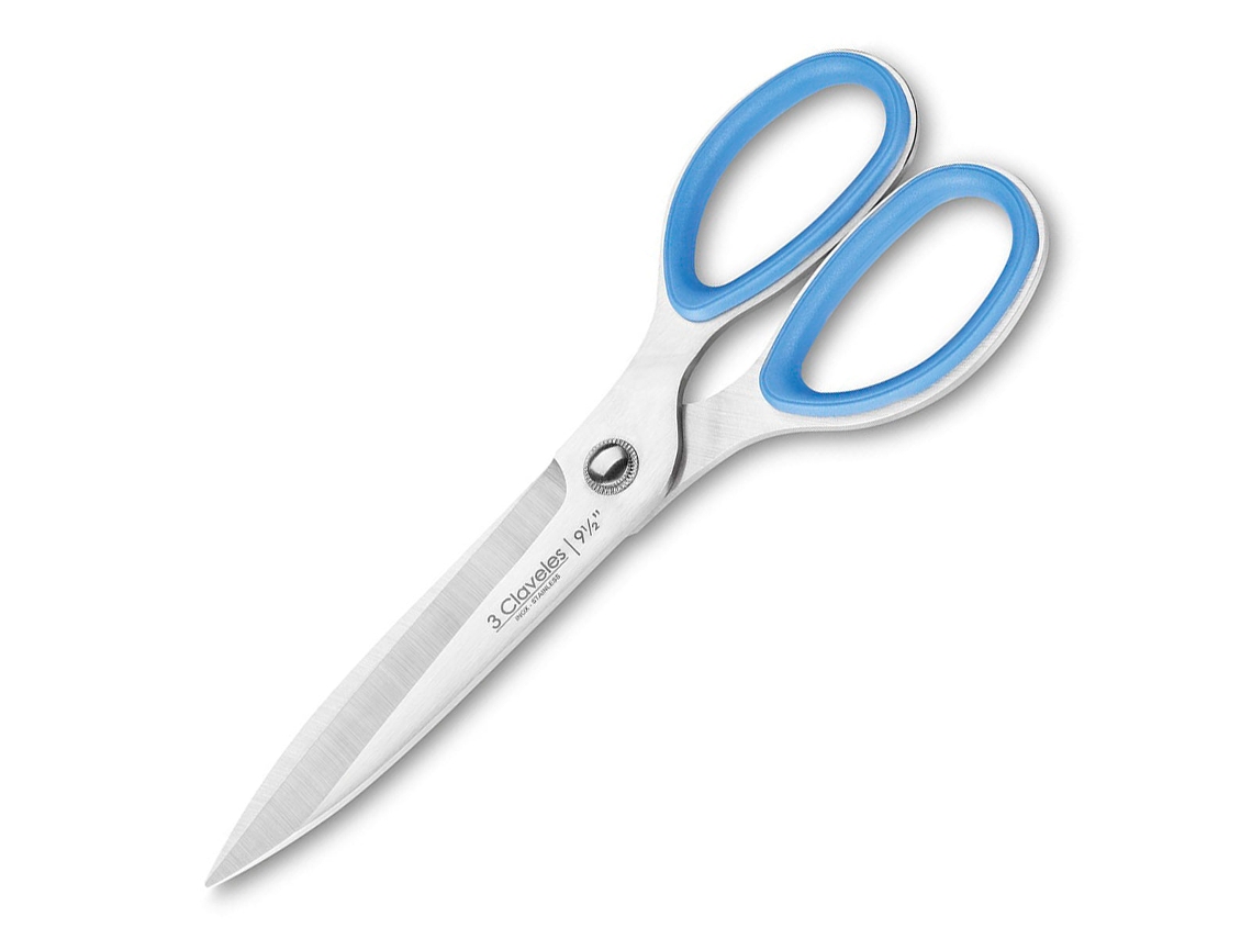 Tesoura de peixe profissional ergonômica com microserrilhas, 3 Claveles, 9,5" (24 cm), em aço inoxidável.