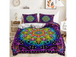 Capa de Edredom com Estampa Geométrica Floral em Microfibra Fronha 200x200 Cm (LxA)