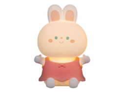 Lâmpada de Noite Silicone Coelho Rosa 7 Cores Presente Infantil