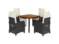 Conjunto de 5 Jantar para Jardim com Almofadões Vime Pe Preto MAISON EXCLUSIVE