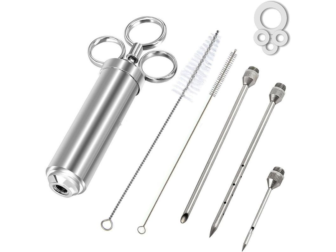 Injetor de Tempero Nova Line de Aço Inoxidável 304 com 3 Agulhas para Churrasco