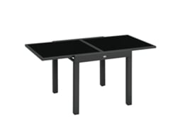 Mesa de jardim extensível com bancada de vidro temperado, 160x80x75 cm, preta ZENCORE SERVICES
