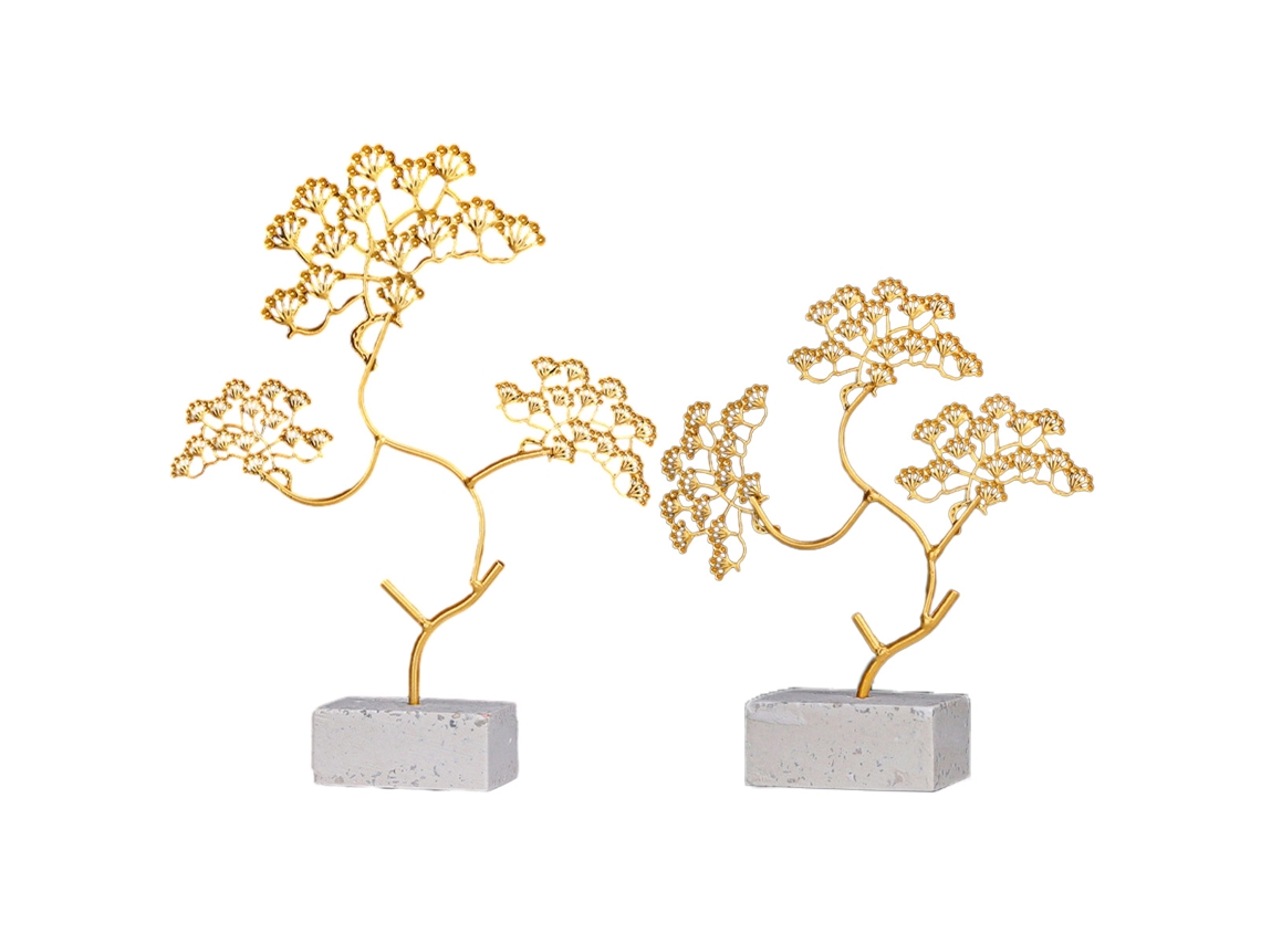 Decorações de Ginkgo Biloba em Ferro 2 Peças Decoração Criativa de Mesa RNEMITERY