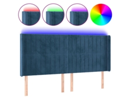 Led Headboard, Led Headboards Vidaxl Azul Veludo (183 X 16 X 118/128 Cm)