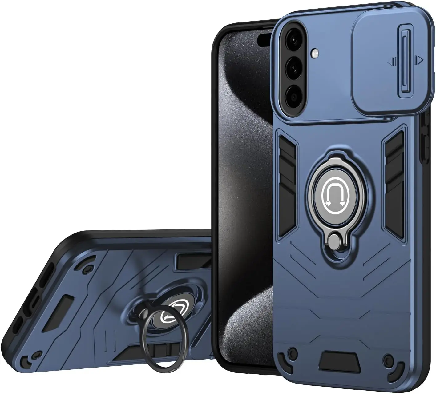 (azul, A37) Capa De Celular Luxuosa Em Cor Sólida Com Textura De Fibra De Carbono, Compatível Com Carregamento Sem Fio Magnético.