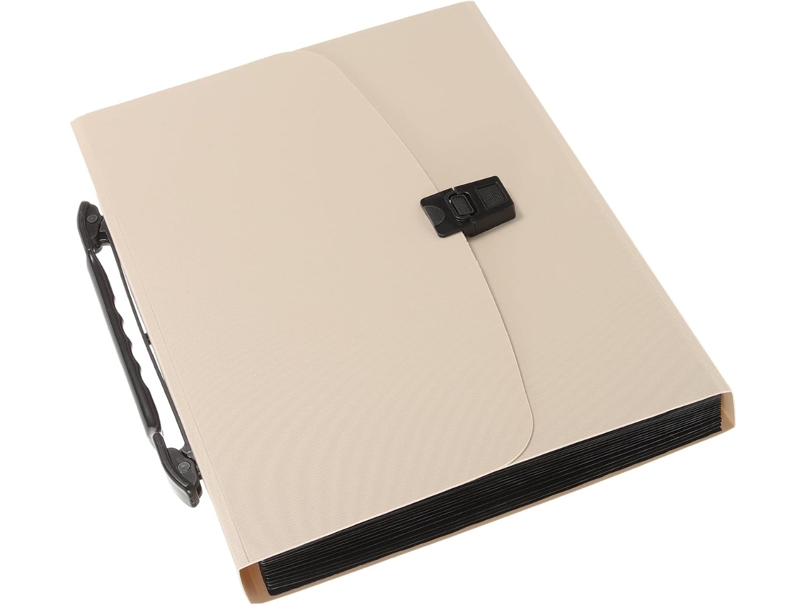Pasta Sanfonada Bestonzon A4, Organizador de Documentos Multifuncional de Grande Capacidade, Bege e Resistente, para