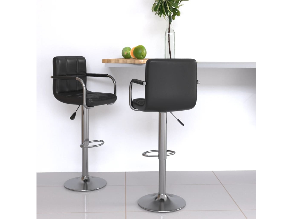 Vidaxl Bancos De Bar 2 Pcs Couro Artificial Preto