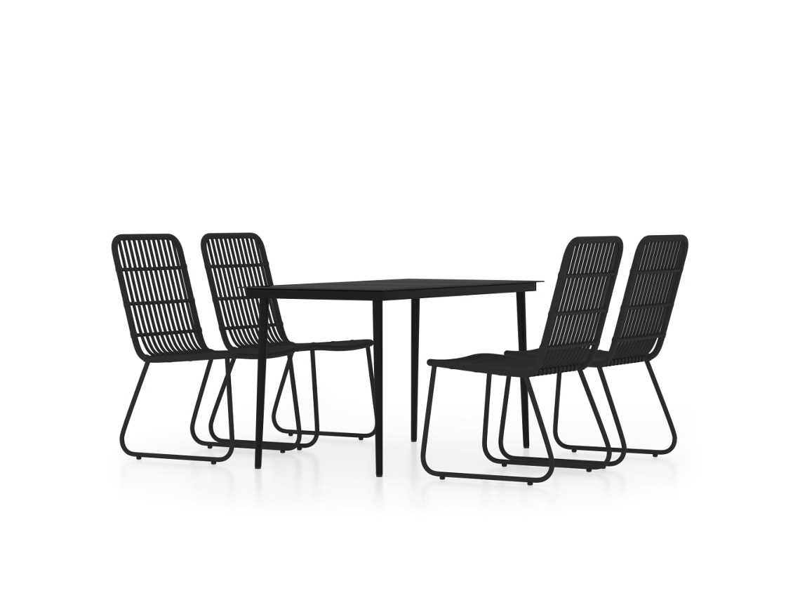 Dining Set, Dining Sets Vidaxl Preto Aço (mesa Com 140 Cm De Comprimento)